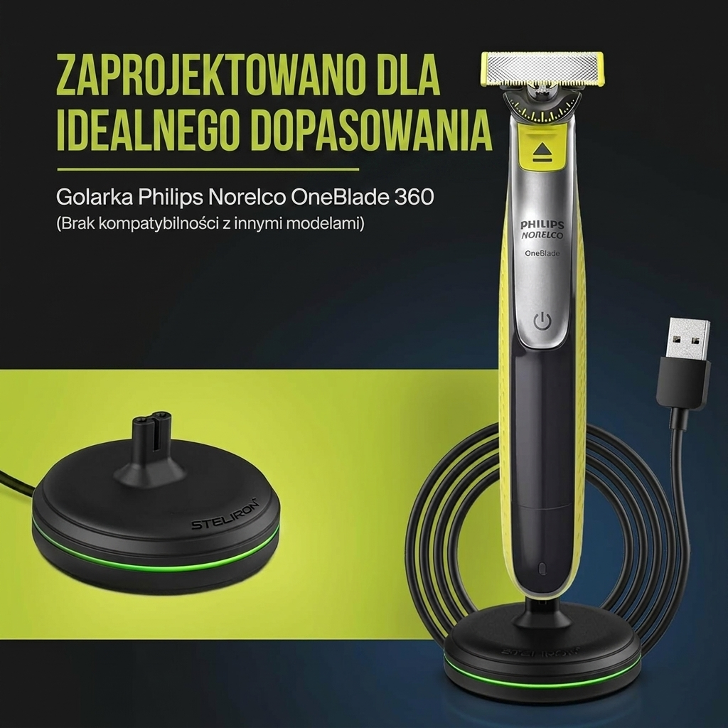 Philips OneBlade Face 360 Trymer do zarostu twarzowego + dodatkowe ostrze, grzebień 5 w 1, miękkie etui – QP2734/31 - Image 2