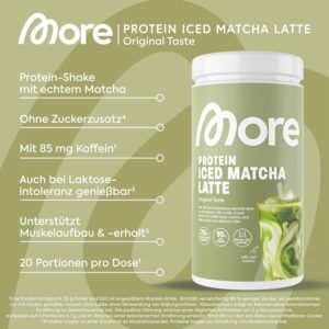 More Protein Iced Matcha Latte - Matcha meets 20g Protein pro Portion